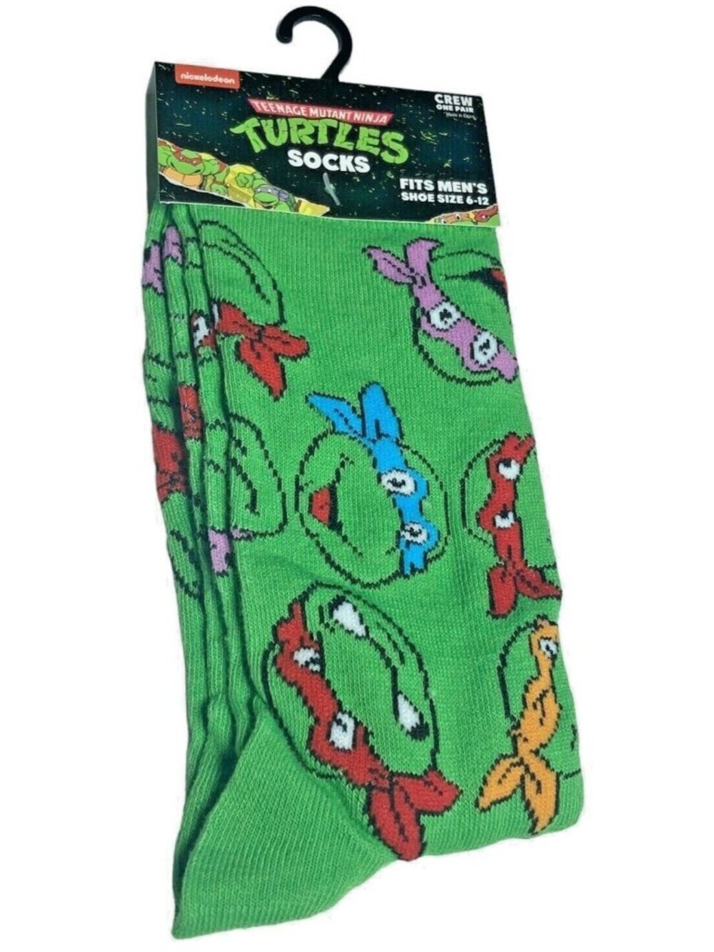 Unisex Teenage Mutant Ninja Turtles Crew Socks Fits Men Shoe Sz 6-12 Nickelodeon